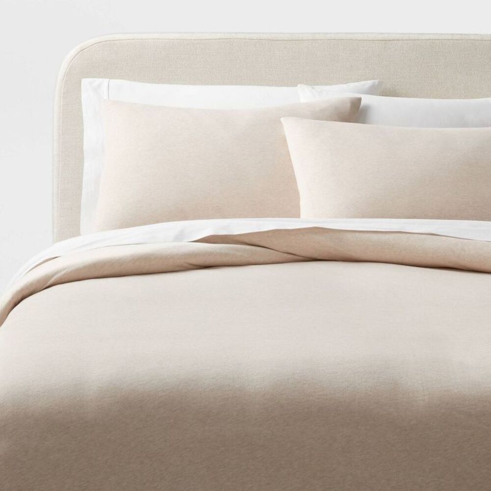 Threshold - Full/Queen Modern Jersey Duvet and Sham Set Oatmea Oatmeal Heather